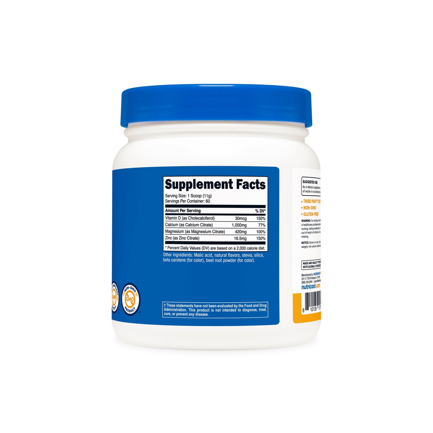 Nutricost Calcium + Magnesium + Zinc Citrates with Vitamin D3 Powder