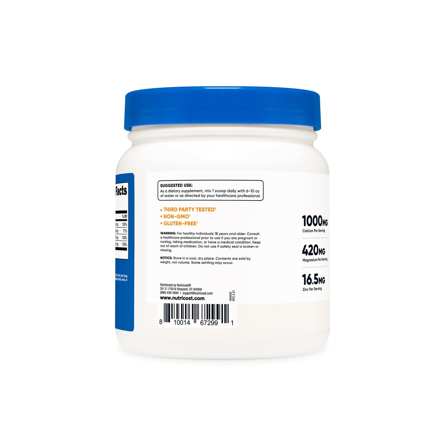 Nutricost Calcium + Magnesium + Zinc Citrates with Vitamin D3 Powder