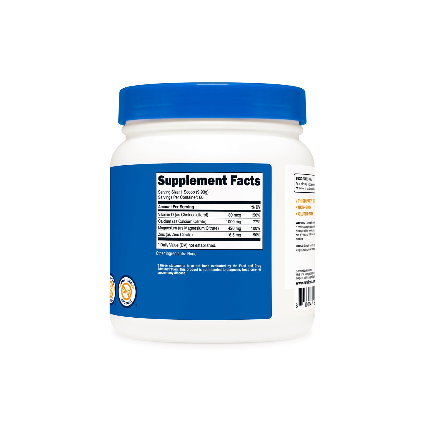 Nutricost Calcium + Magnesium + Zinc Citrates with Vitamin D3 Powder