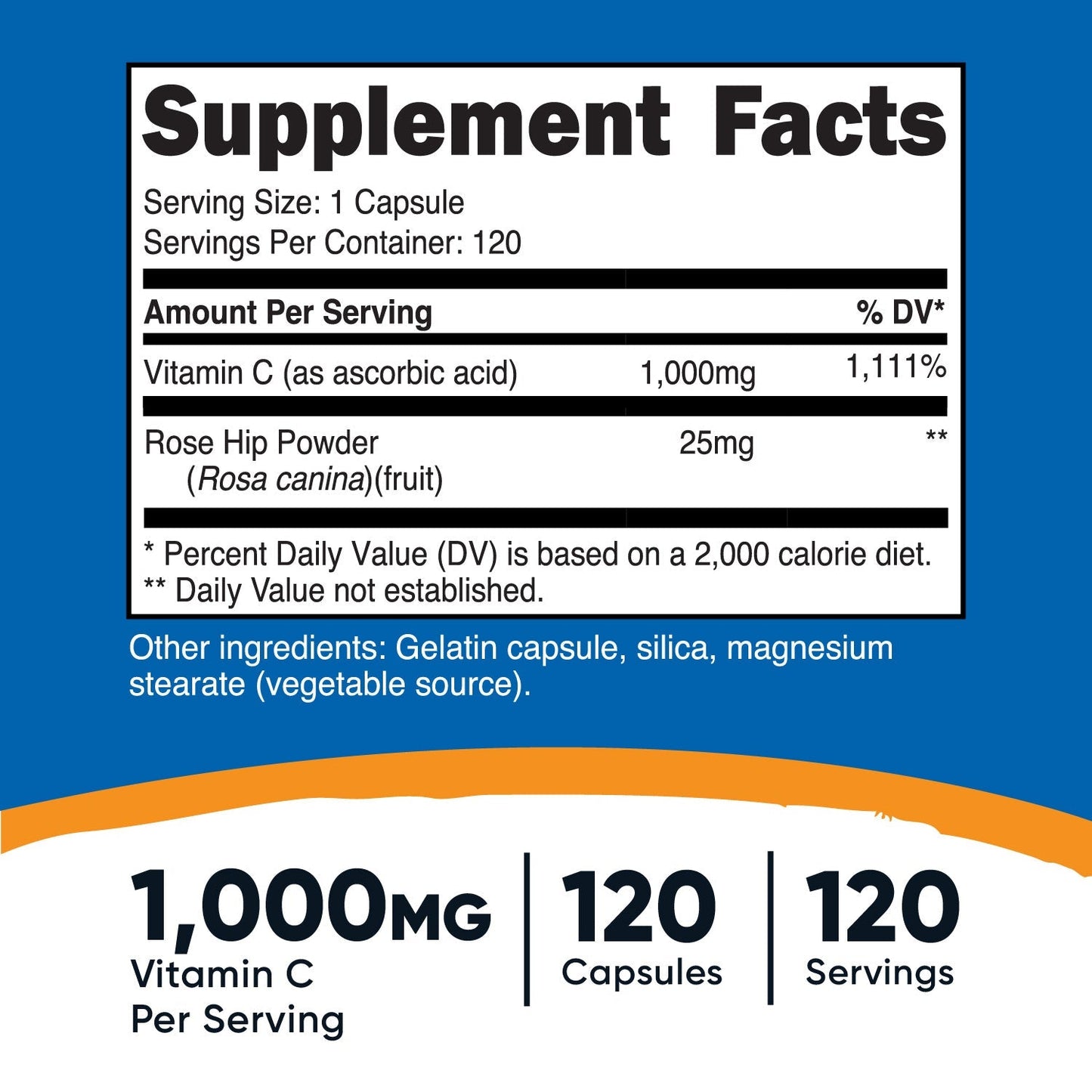 Nutricost Vitamin C with Rose Hips Capsules - Nutricost