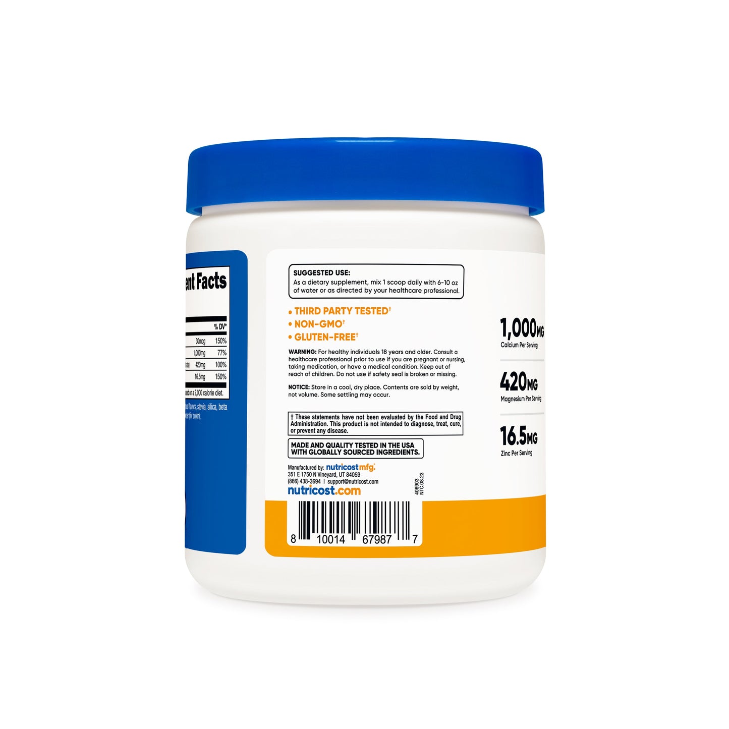 Nutricost Calcium + Magnesium + Zinc Citrates with Vitamin D3 Powder