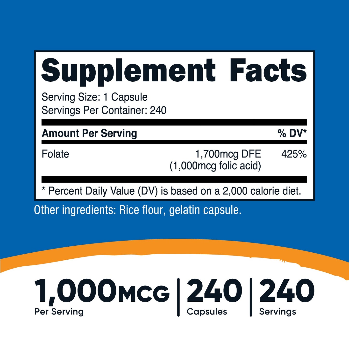 Nutricost Folic Acid (Vitamin B9) Capsules - Nutricost