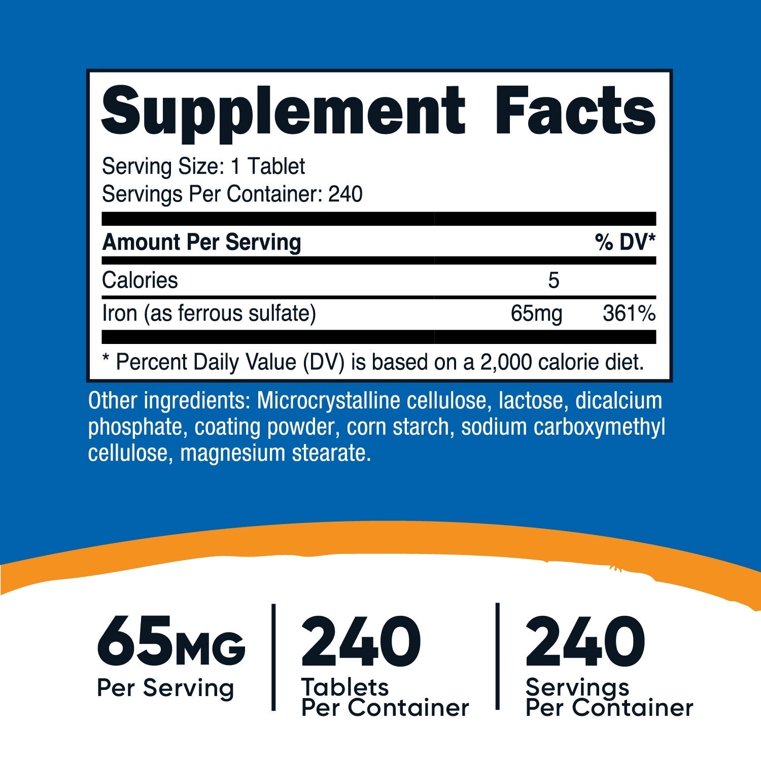Nutricost Iron Tablets (as Ferrous Sulfate) - Nutricost