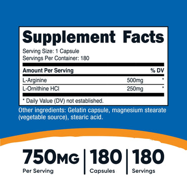 Nutricost L-Arginine L-Ornithine Capsules - Nutricost
