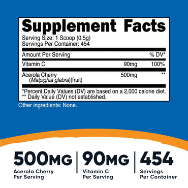 Nutricost Natural Vitamin C (Acerola Cherry) Powder - Nutricost
