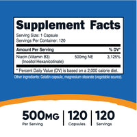 Nutricost Niacin (as Inositol Hexanicotinate) Capsules (Flush Free) - Nutricost