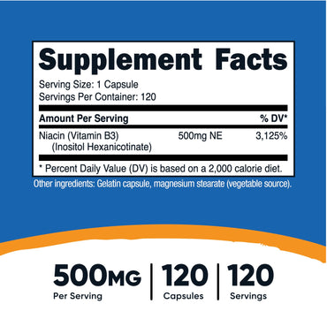 Nutricost Niacin (as Inositol Hexanicotinate) Capsules (Flush Free) - Nutricost