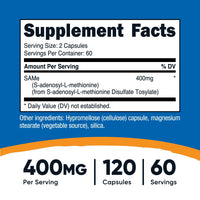Nutricost SAM-e (S-Adenosyl-L-Methionine) - Nutricost