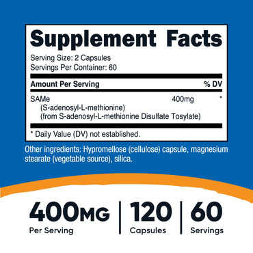 Nutricost SAM-e (S-Adenosyl-L-Methionine) - Nutricost