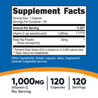 Nutricost Vitamin C with Rose Hips Capsules - Nutricost