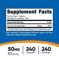 Nutricost Zinc Gluconate Capsules - Nutricost