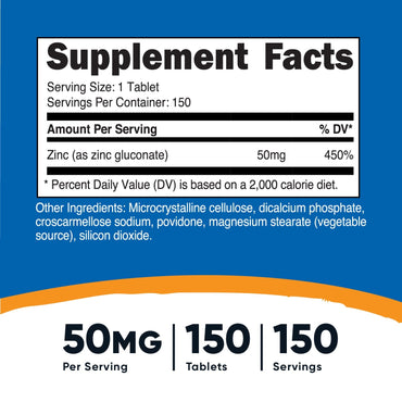 Nutricost Zinc Gluconate Tablets - Nutricost